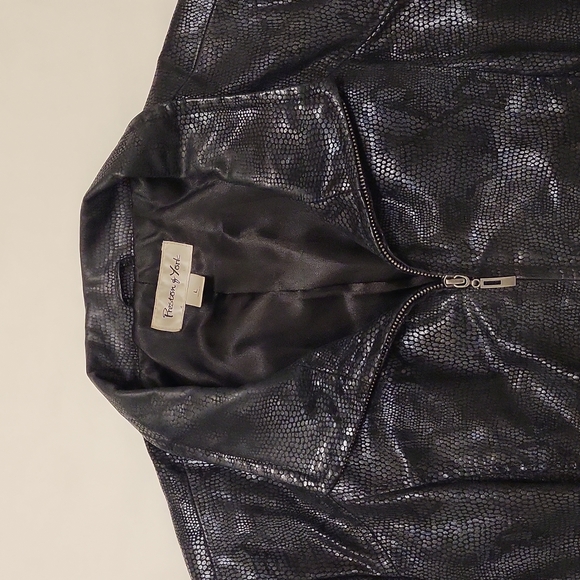 Preston & York Snakeskin Leather Jacket Zip Up Black Women's Large L - Picture 4 of 15